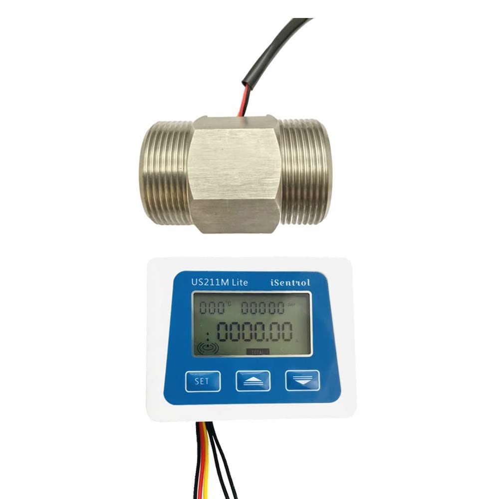 Genérico Medidor de Flujo con Sensor de Flujo DN40 Acero Inoxidable 304 Turb 10-150L / min Medidor de Flujo Digital 5V Lector de Flujo