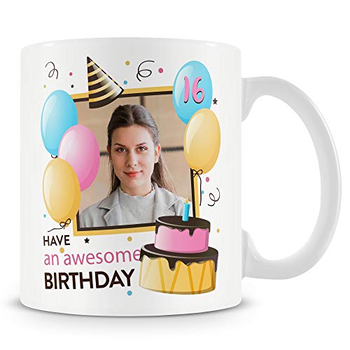 16th Birthday Gift - Personalised Photo Mug/Cup- Awesome Birthday - 16 Year Old