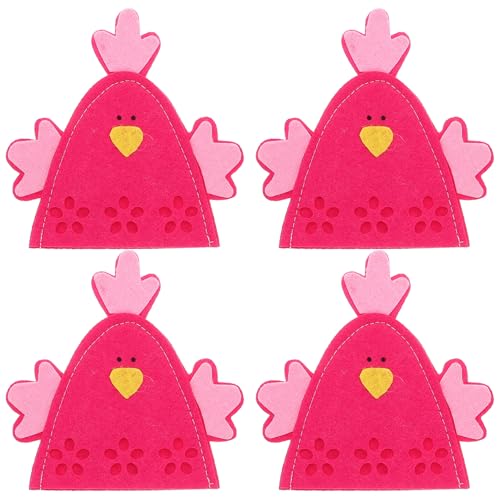 Ciieeo 4 Pezzi Sacchetti per Conservare Uova di Pasqua a Forma di Pulcino 4 Pezzi, Copriuova in Stoffa Riutilizzabili per Decorazioni da Tavola e Feste Primaverili