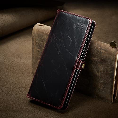 Protection Samsung Z Fold 5G housse flip leather card slots rouge vin
