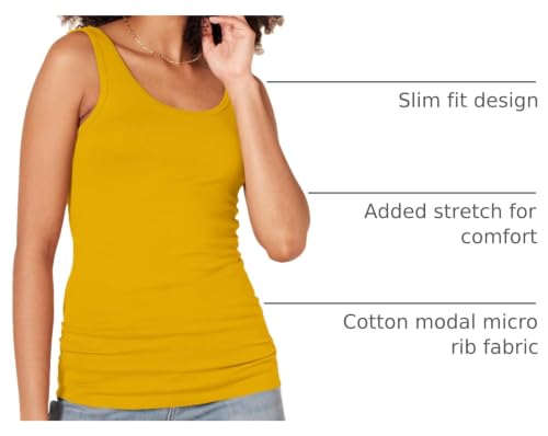 Image of Amazon Essentials Women's Slim-Fit Ribbed Scoop Neck Tank Tops, Pack of 2