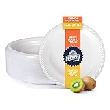 Supreme Select White Disposable Plastic Plates [Set of 100 | 10-inch Plates] Elegant Party Dinner Plates- Microwave Safe Plastic Dish Set- Sturdy Rimmed For Weddings, Parties, Kitchen Use