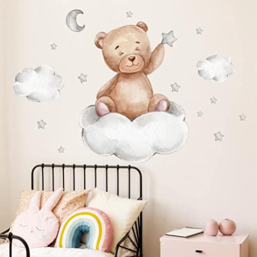 Vinilos Decorativos Oso Durmiendo en Luna y Estrellas 2 Pcs miniatura 1