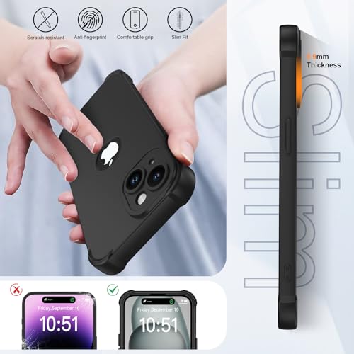 Image of ORETECH 3 in 1 for iPhone 15 Plus Case with 2 x Screen Protector,Black | Full Body Shockproof Design Smooth Texture,15FT Military Grade, Camera Lens Shield, with Armor Front Frame Protection
