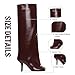 VOMIRA Women's Knee High Burgundy Wide Calf Square Toe Stiletto Fall Winter Pull On High Heel Long Ladies Fashion Dress Tall Slouchy Boots