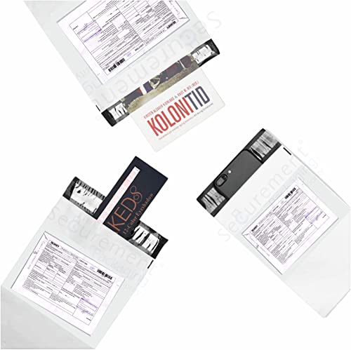Image of Securement Tamper Proof Plastic Courier Bag /Polybag with Pod for Packing - 50 Microns Ecommerce Packaging, Envelopes, Pouches & Covers - Tear-resistant Stretchable Secure Shipping, 8 x 10 Inch, White and Black, Pack of 100