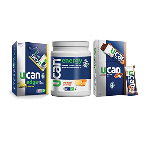 Ucan Pineapple Edge, Orange Energy Powder, & Chocolate Almond Bars - Sugar Free Pre Workout Powder For Men & Women Bundle - No Added Sugar, Soy-Free, Non-Gmo, Vegan, Gluten-Free, & Keto-Friendly #TOP18