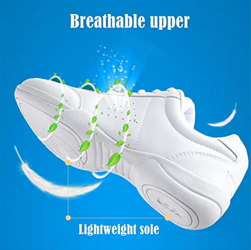 Kkdom Adult & Youth White Cheerleading Shoe Athletic Dance Shoes Tennis Sneakers Sport Training Cheer Shoes White Us Size 10.5/Eu Size 43 #TOP2