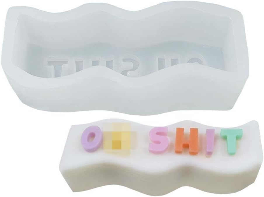 Swear Words Candle Silicone Mold, Epoxy Resin Funny Silicone Molds with Rude Wishing Sayings Ｗords Rebellious Personality Cuss Words Casting Mold for DIY Craft Decoration Gifts (White D)