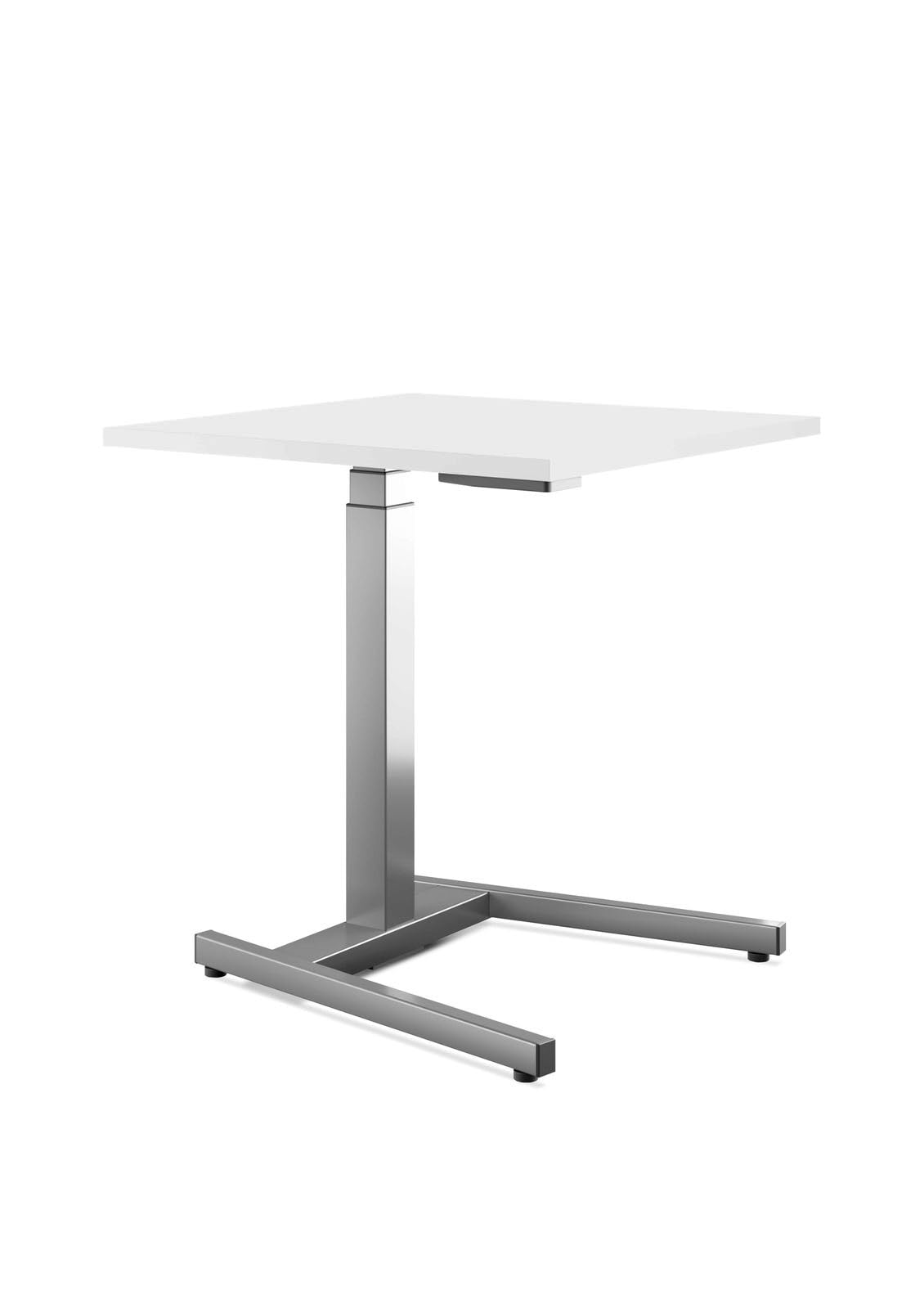Schreibtisch Master Silber: Höhenverstellbarer Steh-Sitz-Tisch mit Gasfeder (68-118cm) – Ergonomisch, Kompakt & Stromlos – Made in Germany