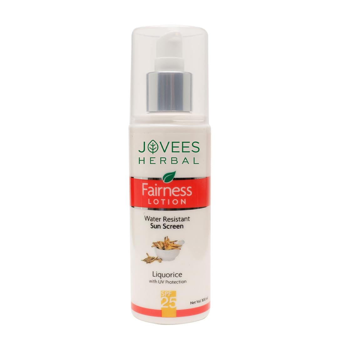 Jovees Herbal Sunscreen Fairness SPF 25 Lotion for Face | Oily & Sensitive Skin | Lightweight, Non-Greasy | UVA/UVB Protection, Prevents Tanning & Uneven Skin Tone | Sunscreen For Men/Women - 100ml
