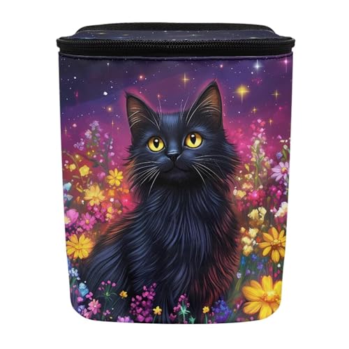 Image of Talayituse Cat Daisy Galaxy Print Car Trash Can with Lid, Leak Proof Auto Trash Bag Hanging Vehicle Garbage Can Multipurpose Storage Container for Back Seat Road Trip