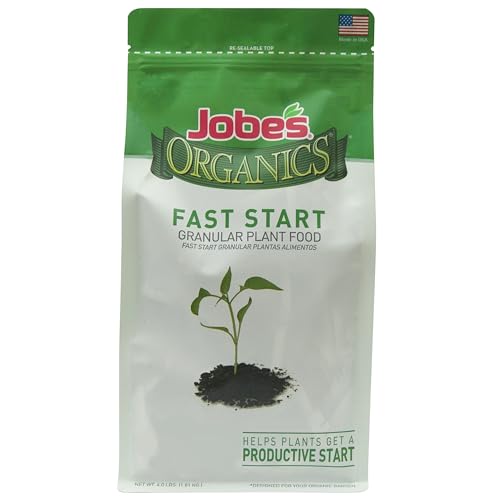 Jobe's Organics Granular Fast Start Planting Fertilizer, Organic Fertilizer for Transplants, Seedlings, and New Growth, 4 lbs Bag