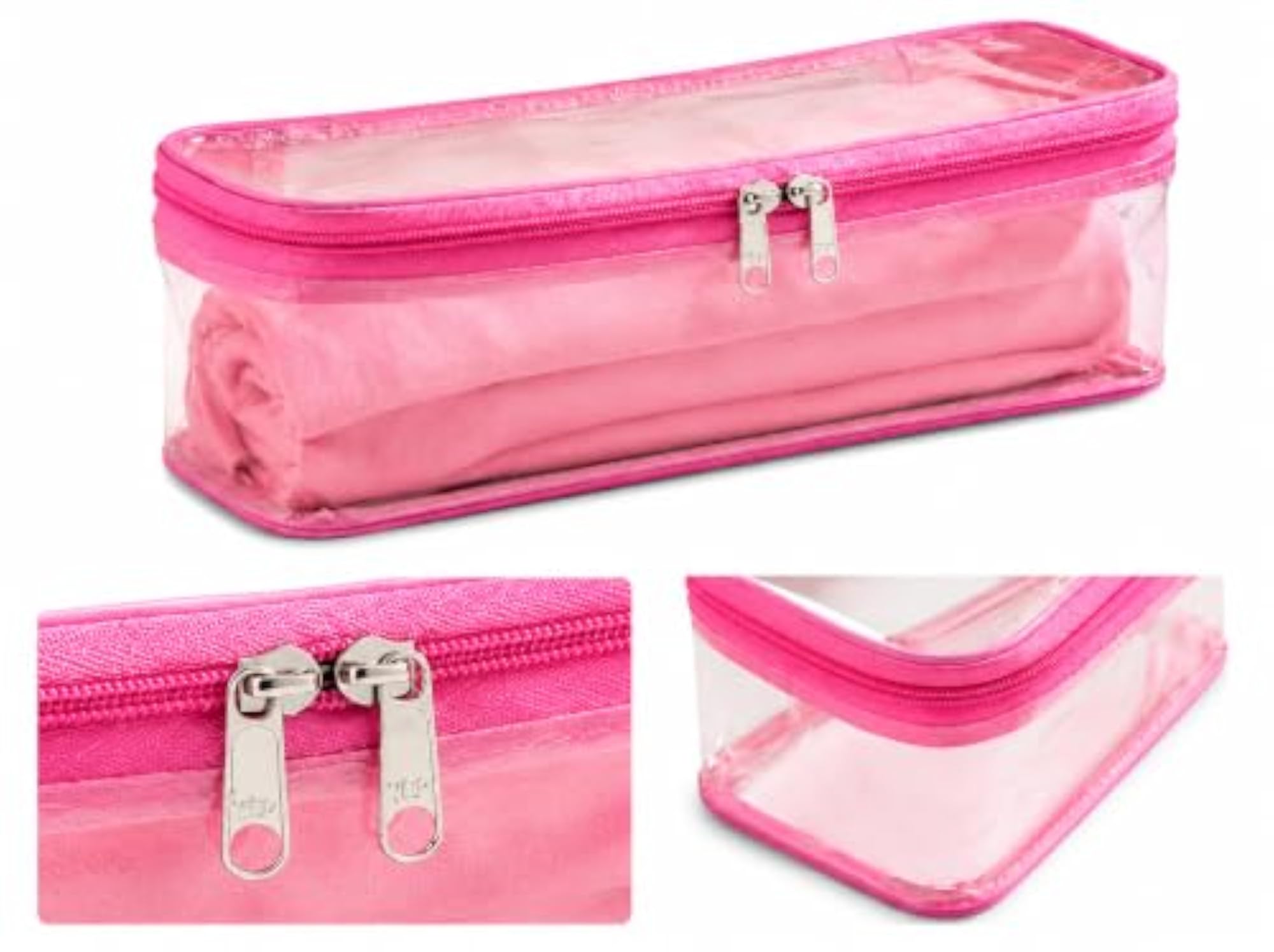 Premium Transparent PVC Bangle Storage Box with Double Zipper