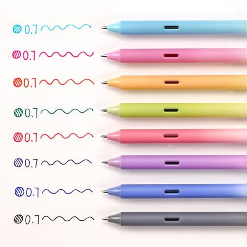 Image of WRITECH Fine Point Gel Pens: 8ct Multi Colored 0.7mm Medium Point Retractable Assorted Color Ink Pen Smooth Writing for Journaling Coloring Gradient Barrel No Bleed & Smudge & Smear