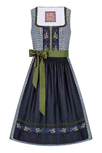 Moser Midi Dirndl 65 cm hellblau Gemustert dunkelblau Elena 006919,...