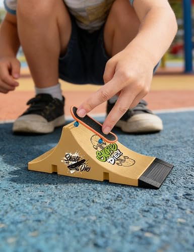 Gxdamxz Finger Skateboard Fingerboard & Rampe, Mini Fingerskateboard Set, Training Requisiten - Form E