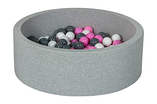 Velinda Piscine a balles pour Enfant, Aire de Jeu + 150 balles (Couleurs des balles: Blanc,Rose Clair,Gris)