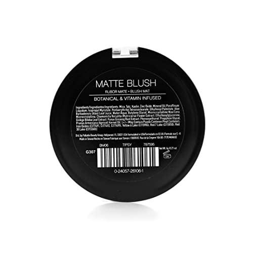 Palladio Matte Blush, Brushes Onto Cheeks Smoothly, Soft Matte Look And Even Finish, Flawless Velvety Coverage, Effortless Blending Makeup, Flatters The Face, Convenient Compact, Tipsy #TOP3
