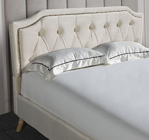 Full Size Fabric Upholstered Platform Bed Frame/With Headboard & Wooden Board/Mattress Base/Wooden Slat Support/No Box Spring Needed/Easy To Assemble/Beige #TOP2