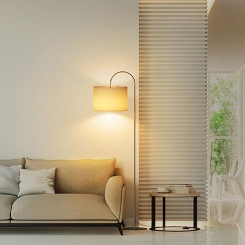 FROIDEXG Lampadaire Moderne À Intensité Variable, Lampe Sur Pied E26 En Lin, Haut Mât, Base Stable, Lampe Sur Pied Minimaliste, Abat-jour Beige Pour Chambre À Coucher Ou Bureau