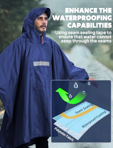 Image of ANYOO Hooded Rain Poncho for Adults Waterproof Lightweight Rain Coat for Men Women Reusable Rain Jacket for Emergency Outdoor