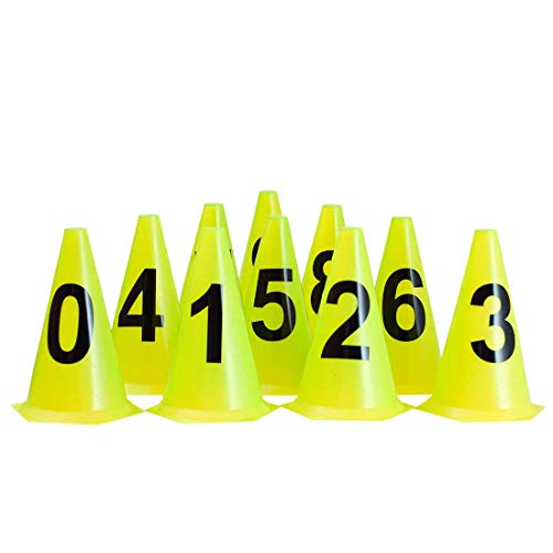 AX Esportes Pack com 10 Cones Numerados P/ Treinamento, Amarelo/Laranja, 24cm