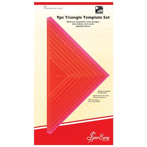 Gabarits triangulaires pour patchwork Sew Easy en acrylique transparent de 2 à 6 pouces x9