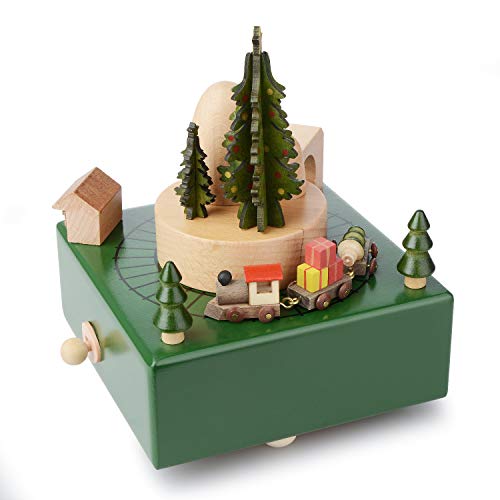 Takefuns Christmas Wooden Music Box Present Christmas Train Musical Box For Her,Musical Box Birthday Present For Lover Friends And Children，Play Merry Christmas Song #TOP8