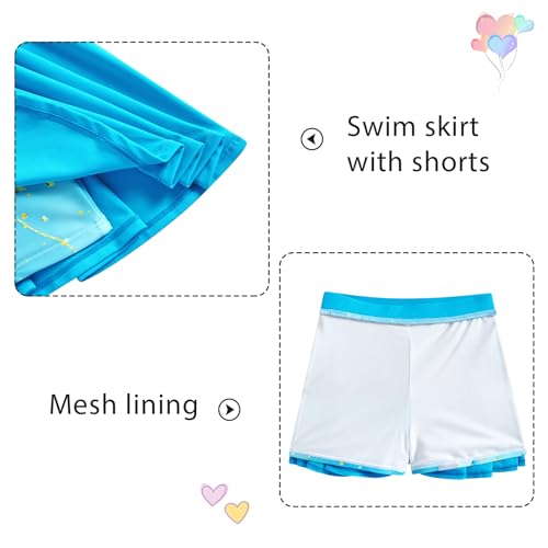 Image of Girls Tankini Swimsuit Mermaid Bathing Suits Criss-Cross Strap Adjustable Summer Beach Two Piece Swimwear Size 4-12