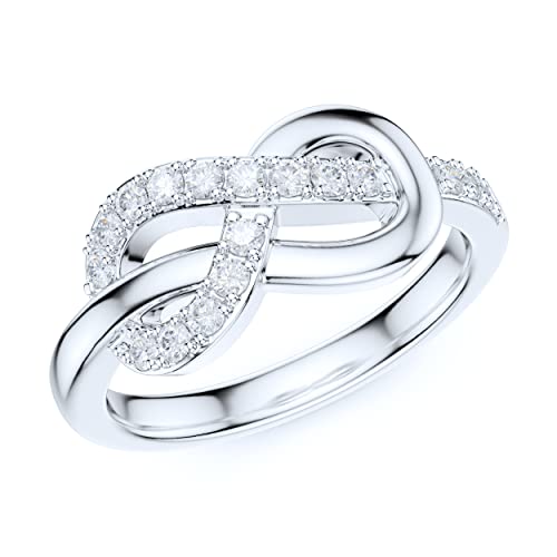 Real Sterling Silver Thick Tie The Infinity Love Knot Simulated Diamond or Genuine Moissanite Intertwined Ring Promise Ring