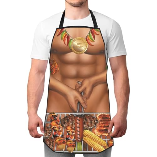 Générique Tablier de Cuisine Fantaisie pour Homme, Humoristique et Sexy, Réglable, Cadeau Rigolo, Barbecue, Style Musclé