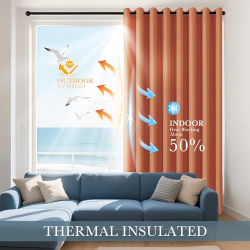 Image of PONY DANCE Burnt Orange Short Blackout Curtains 36 inch Length for Kitchen, Privacy Small Black Out Grommet Half Window Drapes for Bathroom Cabinet Camper RV Bunk(W42 x L36 inch, 2 Panels)