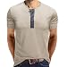 Polo da uomo a maniche corte in cotone da uomo, vestibilità normale, polo con bottoni, camicia a maniche corte, top primaverile, solido, da uomo, colore e collo, Beige #1, L
