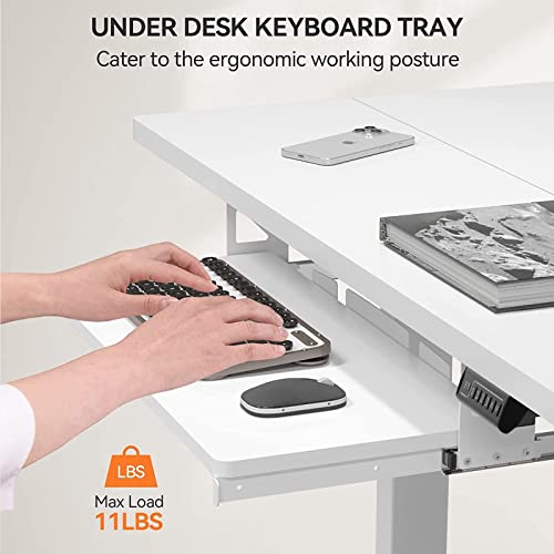 Joy Worker White Electric Standing Desk With Keyboard Tray, Splice Board 48 X 24 Inches Sit Stand Up Height Adjustable Desk With Memory Controller, Ergonomic Workstation For Home Office #TOP3