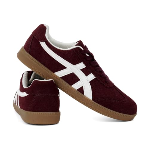 Image of Tigeridea Casual Sneakers for Women Lightweight Lace Up Tennis Shoes | Non-slip Lace Up Fashion Sneaker, Round Toe Retro Walking Shoes, 2026 Trendy Comfortable Trainers