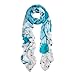 Chic Tulips & Polka Dot Floral Print Scarf, Light Blue