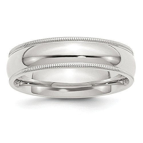 Solid 925 Sterling Silver 6mm Milgrain Comfort Fit Plain Classic Traditional Wedding Band Ring (6mm)