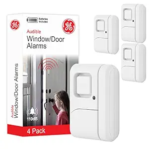 General Electric GE Personal Security DIY Home Protection, Burglar Alert, Magnetic Sensor, Off/Chime/Window/Door Alarm, Easy Installation (4 Pack), 45174