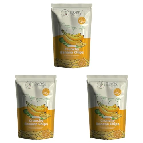 Image of Flyberry Gourmet Vacuum Cooked Banana Chips 250 g - No Palm Oil, Less than 6% Rice Bran Oil, Healthy Snacking with High Nutrient Content, No Added Preservatives (Pack of 3)