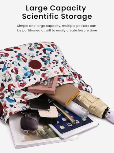 Image of FURN ASPIRE Premium Nylon Waterproof Handbags for Womens Shoulder Bags Crossbody Bag With Two-Tone Floral Design Ladies Messenger Bag For Daily Use, Work, or Travel.