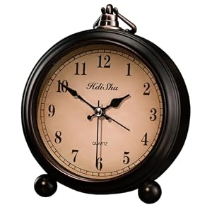 Vintage Alarm Clock, 5 inch Battery Operated Silent Non Ticking Snooze Small Clock with Night Light, Old Fashioned Desk Clock Decor for Bedroom, Bedside, Living Room, Room (Arabic)
