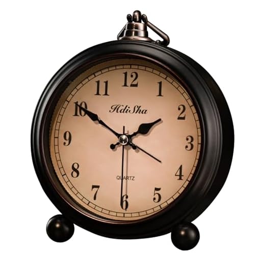 Vintage Alarm Clock, 5 inch Battery Operated Silent Non Ticking Snooze Small Clock with Night Light, Old Fashioned Desk Clock Decor for Bedroom, Bedside, Living Room, Room (Arabic)