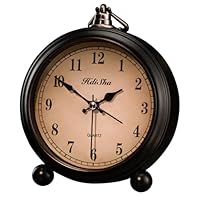Hdisha Vintage Alarm Clock, 5 inch Battery Operated Silent Non Ticking Snooze Small Clock with Night Light, Old Fashioned Desk Clock Decor for Bedroom, Bedside, Living Room, Room (Arabic)