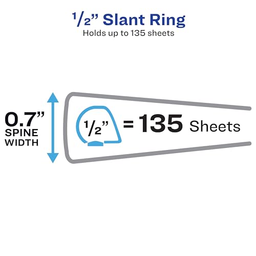 Image of Avery Showcase Standard View 3 Ring Binder, 0.5 inch Slant Rings, 135-Sheet Capacity, 0.7 Inch Wide Spine, 1 Black Binder, Ideal for Lightweight Organization and Occasional Referencing (19550)