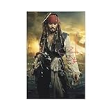 LOKLNEYK Johnny Depp Poster sur toile avec autographe pour d�coration de chambre � coucher, bureau, chambre, cadeau 30 x 45 cm