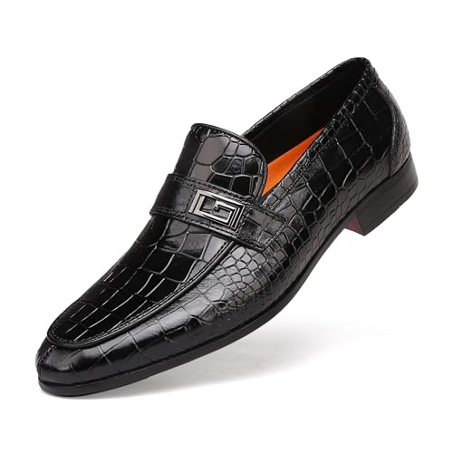 Formal Leather Men's Dress Loafer Classic Crocodile Printed Slip-on Penny Loafers Business Premium Shoes for Men