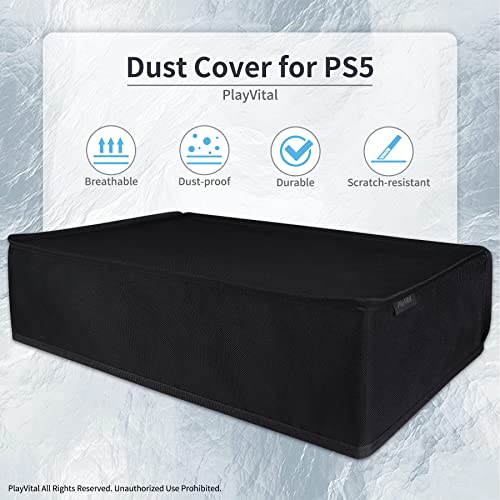 Image of PlayVital Black Nylon Horizontal Dust Cover for PS5, Soft Neat Lining Dust Guard for PS5 Console, Anti Scratch Waterproof Cover Sleeve for ps5 Console Digital Edition & Disc Edition
