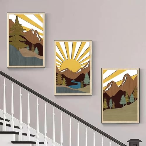 Décoration moderne chambre avec affiche murale géométrique forêt - 5
