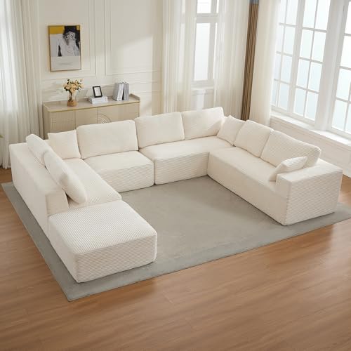 BOWTHY Modular Cloud Couch U-Shape with Chaise, Beige